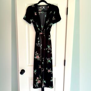 H&M Black Floral Wrap Dress